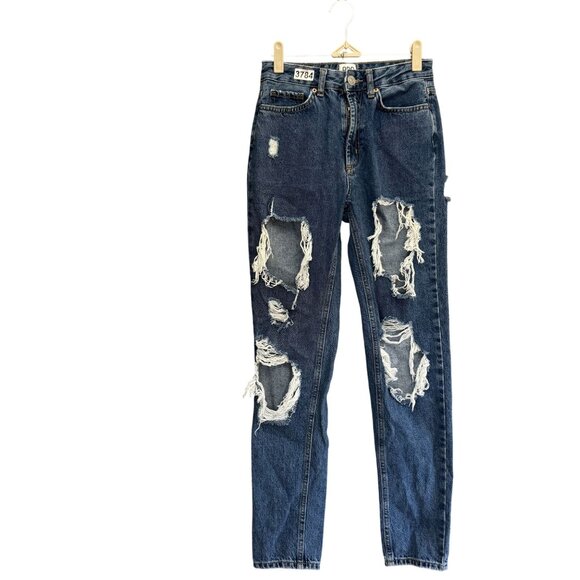 BDG Urban Outfitters Mom High Rise Distressed Jeans Women's Sz 24 Blue Denim 90s - Picture 1 of 11